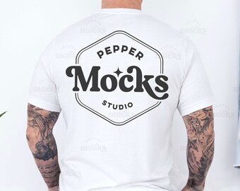 Bella Canvas 3001 White T-Shirt Back View Mockup (Digital Download)