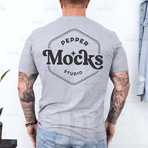 Gildan 64000 Sport Grey Back View T-Shirt Mockup | Mens G640 Tshirt Mock-up | Real Human Model Mock | Casual Simple Mock | Mens Gildan Back