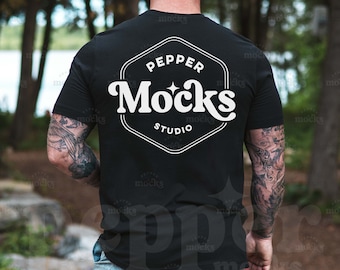 Bella Canvas 3001 Black T-Shirt Mockup | Back View, Male Model (Digital Download)