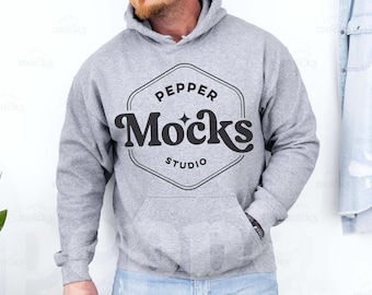 Sport Grey Hoodie Mockup | Gildan 18500 Real Model (Digital Download)