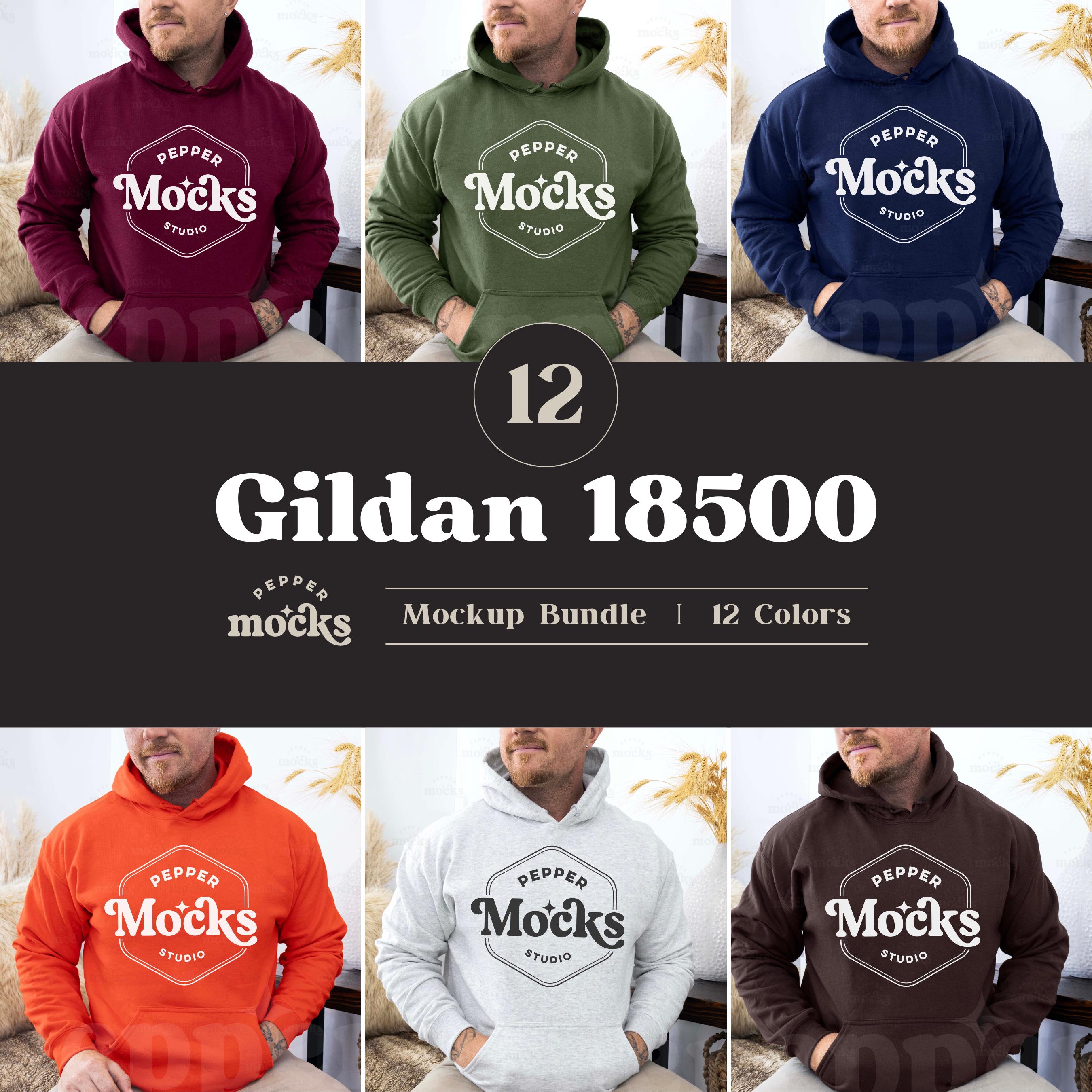 Gildan 18500 Hooded Sweatshirt Mockup Bundle | Mens G185 Hoodie Mock-up Bundle | Real Male Model Mock | Casual Simple Fall Styled Aesthetic