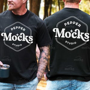 Comfort Colors Black T-Shirt Mockup | Front & Back View (Digital Download)