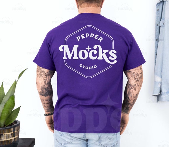 Gildan G5000 - T-shirt da uomo in cotone pesante, confezione da 2 - viola - S
