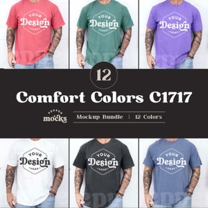 Maqueta de camiseta Comfort Colors C1717 / Maqueta de camiseta para hombre C1717 / Maqueta de modelo masculino real / Diseño básico, simple, informal y estético