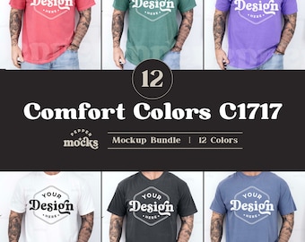 Comfort Colors C1717 T-Shirt Mockup Bundle | Male C1717 Tshirt Mock-up Bundle | Real Model Mockup | Mens Basic Simple CC 1717 Shirt Mock