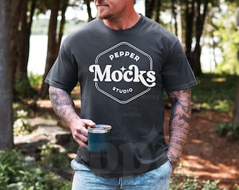 Comfort Colors 1717 Pepper T-Shirt Mockup | Mens Grey Tee (Digital Download)