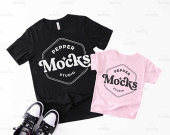 Bella Canvas 3001 Mockup | Dad & Child T-Shirt Flatlay (Digital Download)