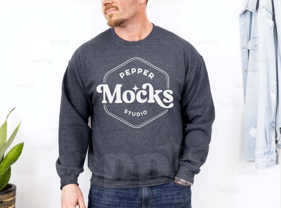 Dark Heather Gildan 18000 Crewneck Sweatshirt Mockup (Digital Download)