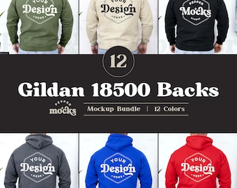 Gildan 18500 Hoodie Back Mockup Bundle | Mens Sweater (Digital Download)