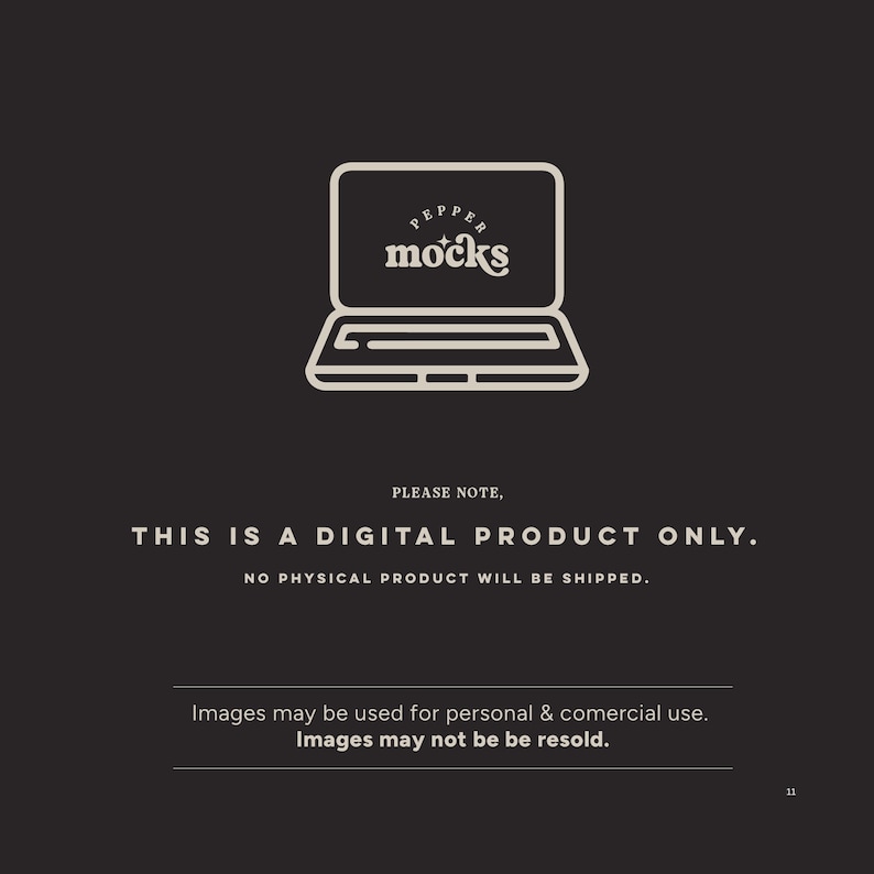 May include: A digital product graphic on a black background. The graphic features a laptop outline with the text "PEPPER mocks" on the screen. Below the laptop, the text reads "THIS IS A DIGITAL PRODUCT ONLY."