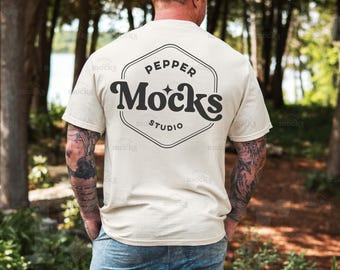 Comfort Colors 1717 Ivory T-Shirt Mockup | Back View, Mens XL (Digital Download)