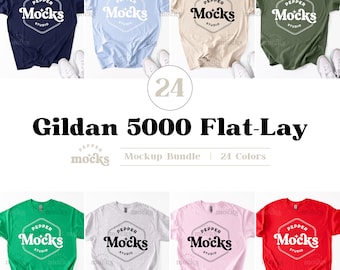 Gildan 5000 T-Shirt Mockup Bundle | Flat-Lay (Digital Download)
