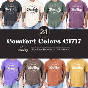 Lot de maquettes de t-shirt C1717 Comfort Colors | Lot de maquettes de t-shirts C1717 pour hommes | Maquette de vrai modèle masculin | Basique Décontracté Simple Esthétique Photo