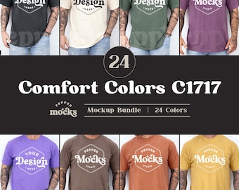 Comfort Colors C1717 T-Shirt Mockup Bundle | Mens C1717 TShirt Mock-up Bundle | Real Male Model Mockup | Basic Casual Simple Aesthetic Photo