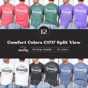 Comfort Colors C1717 T-shirtmodelbundel met gesplitste weergave | Modelbundel T-shirt T-shirt C1717 voor heren | Mockup echt model | Eenvoudige eenvoudige heren CC 1717