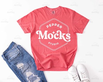 Mockup koszulki Comfort Colors z motywem arbuza | C1717 Flatlay (pobranie cyfrowe)