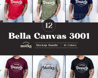 Bella Canvas 3001 T-Shirt Mockup Bundle | Male BC3001 TShirt Mock-up Bundle | Real Model Mockup | Mens Basic Simple Bella Canvas 3001 Mock