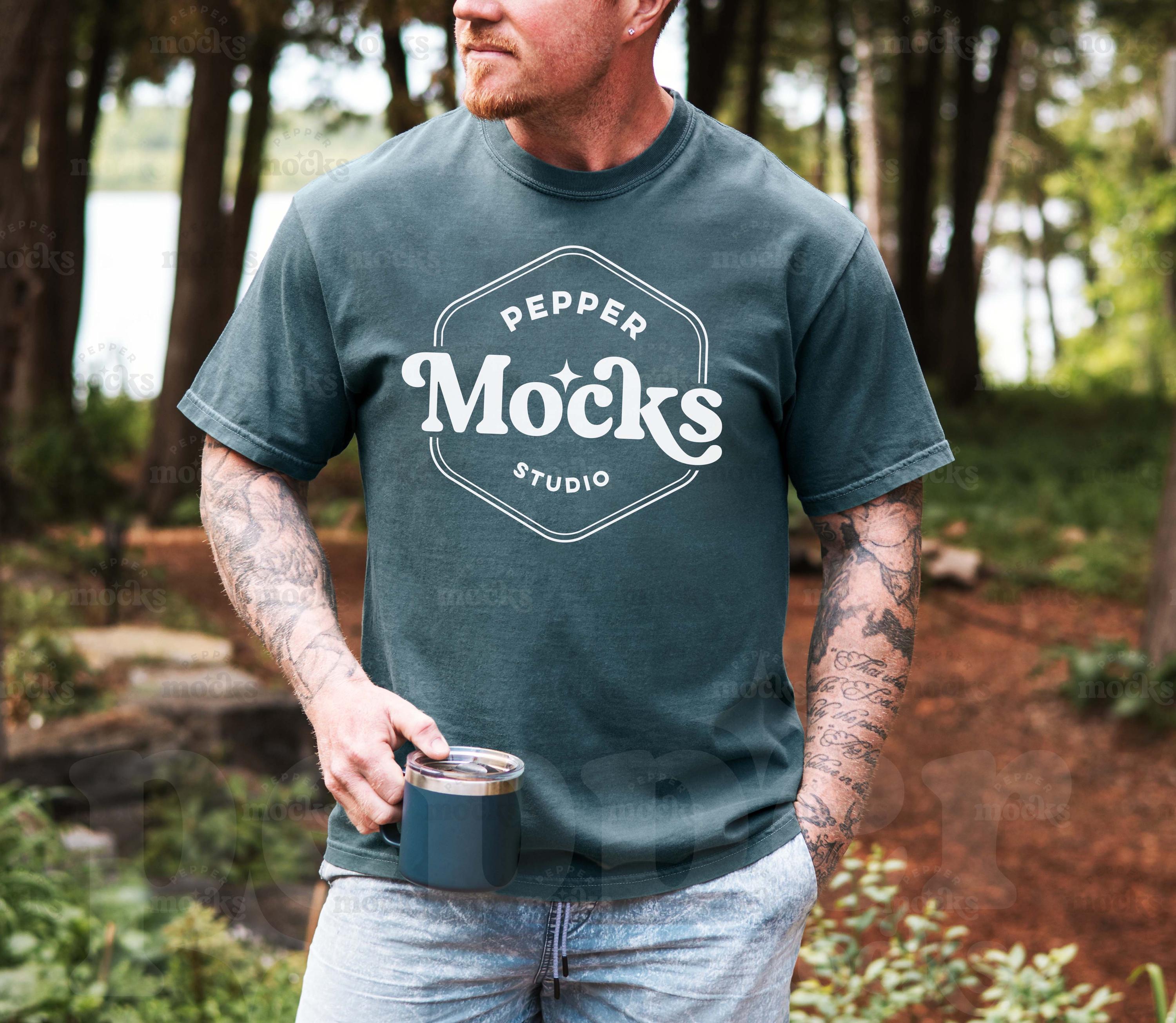Comfort Colors Blue Spruce T-shirt Mockup | Mens C1717 (digital