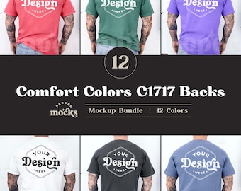 Comfort Colors C1717 T-shirt Mockup-paket | Bakifrån (digital nedladdning)