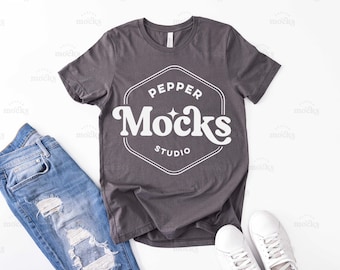 Bella Canvas 3001 Asphalt T-Shirt Mockup | Mens Flatlay (Digital Download)
