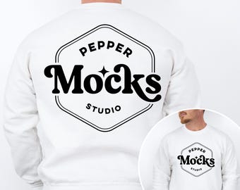 Gildan 18000 White Crewneck Sweatshirt Mockup | Mens Sweater (Digital Download)