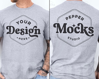 Gildan 64000 Sport Grey T-Shirt Mockup / Uomo G640 (download digitale)
