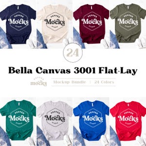 Bella Canvas 3001 T-Shirt Mockup Bundle | Male BC3001 Flat-Lay TShirt Mock-up Bundle | Mens 3001 Casual Basic Simple Flatlay Shirt Mock