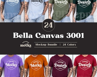 Bella Canvas 3001 Mockup Bundle | Mens T-Shirt, 24 Colors (Digital Download)