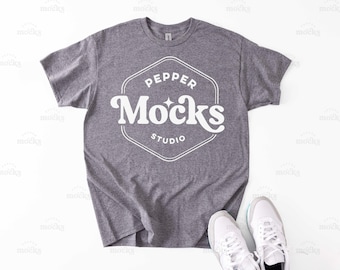 Gildan 5000 Graphite Heather T-Shirt Mockup | Flat-Lay (Digital Download)