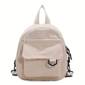 Mini-Cord-Rucksack Beige und Schwarz mit Namen/ personalisierte Rucksack Bild 7