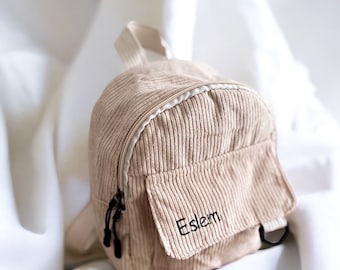 Mini Corduroy Backpack Brown, Beige and Black with Name/ Personalized Backpack