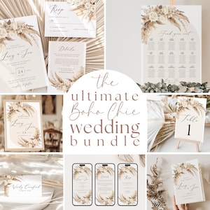 Boho Hochzeit Bundle, Boho Hochzeit Einladung Vorlage, druckbare Hochzeit Bundle, Hochzeit Vorlage Bundle, Boho Hochzeit Willkommensschild, Isla
