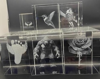 Personalized 3d photo crystals with light up LED base