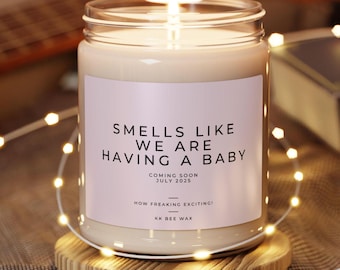 Bougie de soja parfumée Faire-part de bébé | Cadeau pour future maman