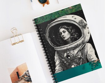 Space Girl Notebook, Victorian Space Girl, Victorian Astronaut, Space Notebook, Spiral Notebook - Ruled Line