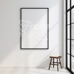 Black Frame Mockup, Wallpaper Mockup, Studio frame mockup 2x3 ratio, vertical frame mockup, digital frame for print, digital frame mockup