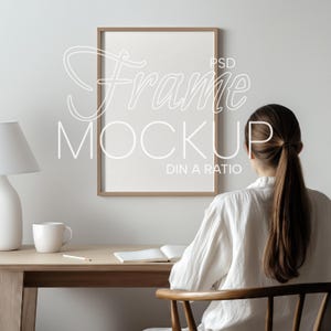 Vertical Frame Mockup DIN A ratio | Frame Wall Art Mockup PSD | Person With Frame Mockup Din A | Digital Prints and Poster Shop Mockup