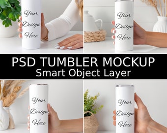 20 Oz Tumbler Mockup Bundle, 4 Tumbler PSD Mockup, Woman Holding Mockup, Smart Object psd, Tumbler Hand Mockup, INSTANT DOWNLOAD