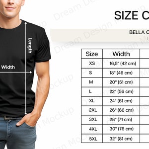 Bella Canvas 3001 Size Chart, Bella and Canvas 3001 Size Chart, Size Chart for Bella and Canvas 3001, Size Chart Mockup image 5