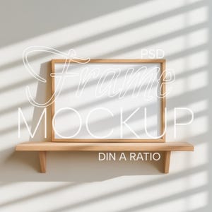 Horizontaler Holzrahmen Mockup | DIN A Ratio Rahmen Mock-Up PSD | Innenholzrahmen Mockup | Digitale Drucke und Poster Shop Mockup