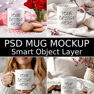 Mug Mockup Bundle, 4 Blank 11 oz Coffee Mug Mockups, Psd Mug Mockup, PSD Smart Object Layers, Complete Listing Bundle INSTANT DOWNLOAD