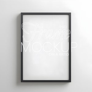 Mockup di cornice nera DIN A, Mockup di carta da parati, mockup di cornice DIN A 4, mockup di cornice verticale, cornice digitale per stampa, mockup di cornice digitale