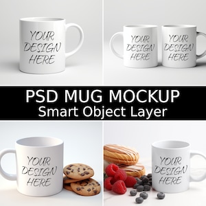 Mug Mockup Bundle, 6 Blank 11 oz Coffee Mug Mockups, Psd Mug Mockup, PSD Smart Object Layers, Complete Listing Bundle INSTANT DOWNLOAD