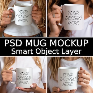 Mug Mockup Bundle, 4 Blank 11 oz Coffee Mug Mockups, Psd Mug Mockup, PSD Smart Object Layers, Complete Listing Bundle INSTANT DOWNLOAD