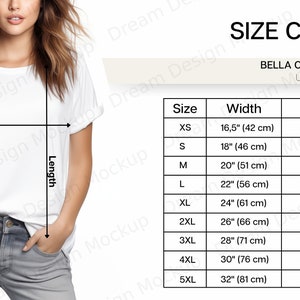 Bella Canvas 3001 Size Chart, Bella and Canvas 3001 Size Chart, Size Chart for Bella and Canvas 3001, Size Chart Mockup image 2