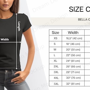 Bella Canvas 3001 Size Chart, Bella and Canvas 3001 Size Chart, Size Chart for Bella and Canvas 3001, Size Chart Mockup image 4