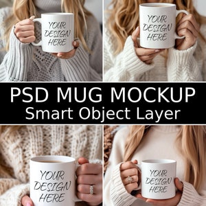 Mug Mockup Bundle, 4 Blank 11 oz Coffee Mug Mockups, Psd Mug Mockup, PSD Smart Object Layers, Complete Listing Bundle INSTANT DOWNLOAD zdjęcie 1