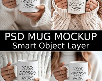 Mug Mockup Bundle, 4 Blank 11 oz Coffee Mug Mockups, Psd Mug Mockup, PSD Smart Object Layers, Complete Listing Bundle INSTANT DOWNLOAD