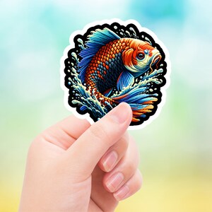 Embroidered Koi Fish Sticker – Patch-Style Vinyl Decal