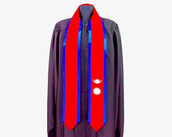 Nepal Flag Graduation Stole: Unisex International Sash